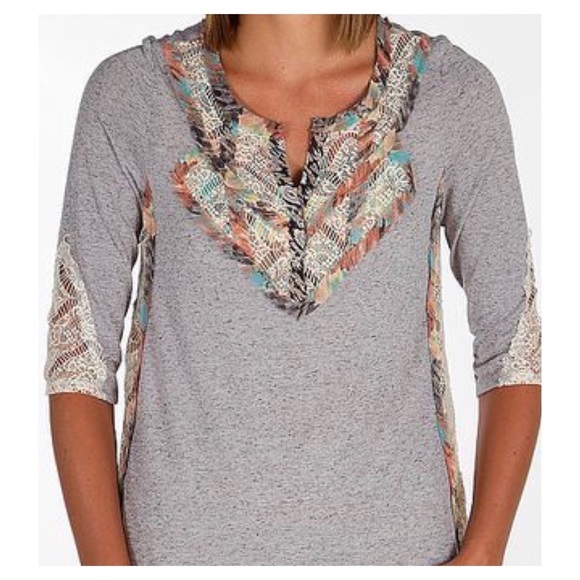 Buckle Tops - Buckle | Gimmick Pieced Chiffon Henley Top